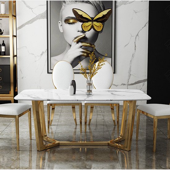 Bàn ăn hiện đại sang trọng mặt đá cẩm thạch AG8