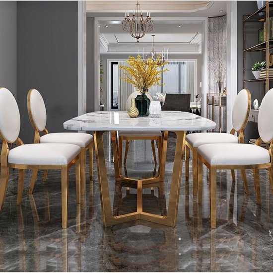 Bàn ăn hiện đại sang trọng mặt đá cẩm thạch AG8