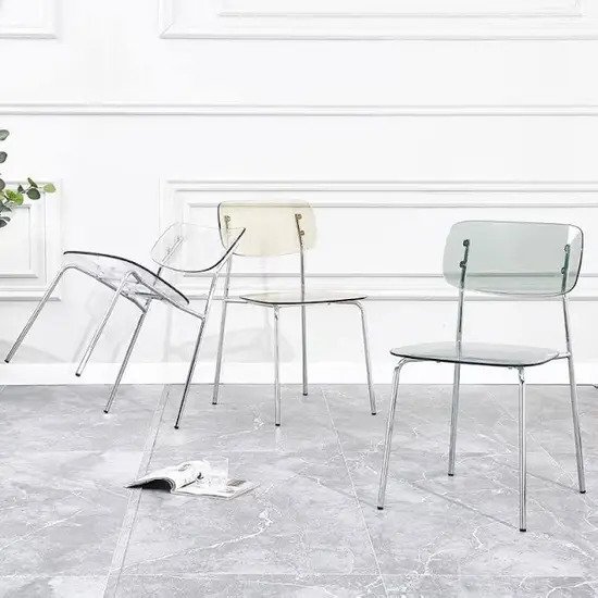 Ghế nhựa không xếp chân inox mại xi trắng AG-13