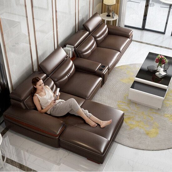 Sofa da góc L cao cấp AG027
