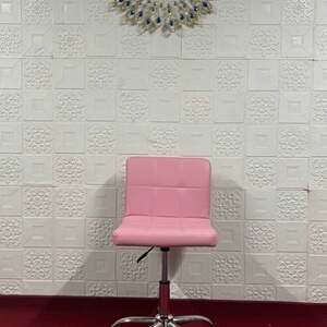 Ghế cafe da kẻ ô chân trụ xoay A-67