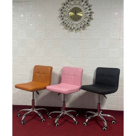 Ghế cafe da kẻ ô chân trụ xoay A-67