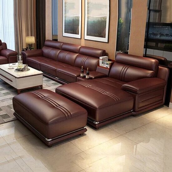 Sofa da góc L cao cấp AG024