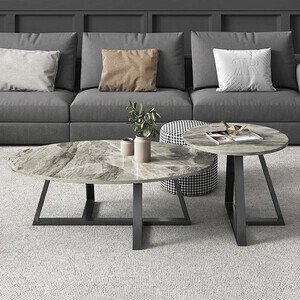 Bàn Sofa Đôi Mặt Đá Oval Ceramic AG78