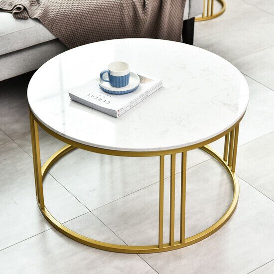 Bàn Sofa Đôi Mặt Đá Oval Ceramic AG79