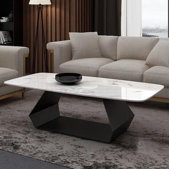 Bàn Sofa Simple mặt đá trắng AG64