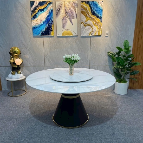 Bàn ăn tròn xoay 2 mặt đá AG21