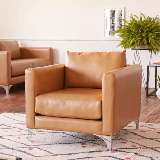 Ghế sofa đơn màu da bò nệm trơn AG60