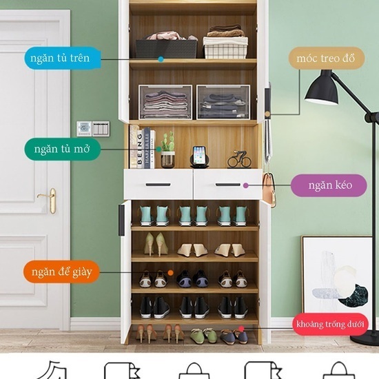 Tủ giày bằng gỗ MDF thiết kế thông minh AG20