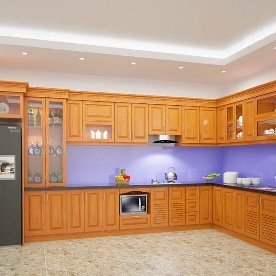 Mẫu Tủ Bếp Hiện Đại Gỗ Sồi Nga AG 001