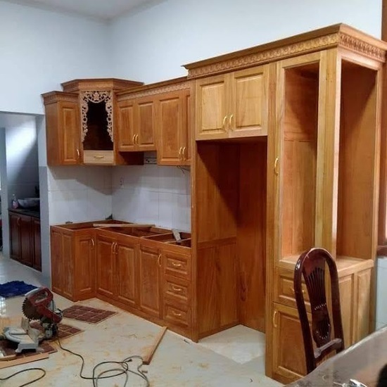 Mẫu Tủ Bếp Hiện Đại Gỗ gõ đỏ AG 013