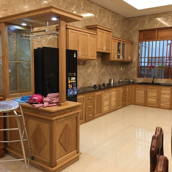 Mẫu Tủ Bếp Hiện Đại Gỗ Tự Nhiên AG 002