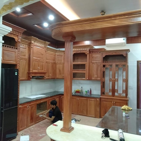Mẫu Tủ Bếp Hiện Đại Gỗ gõ đỏ Nam Phi AG 016