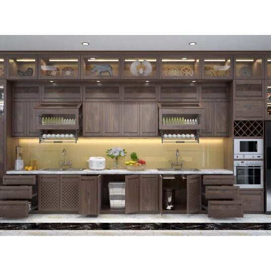 Mẫu Tủ Bếp Gỗ Óc Chó Hiện Đại AG 034