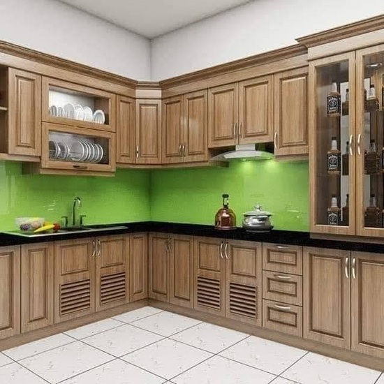 Mẫu Tủ Bếp Hiện Đại Gỗ gõ đỏ Nam Phi AG 020