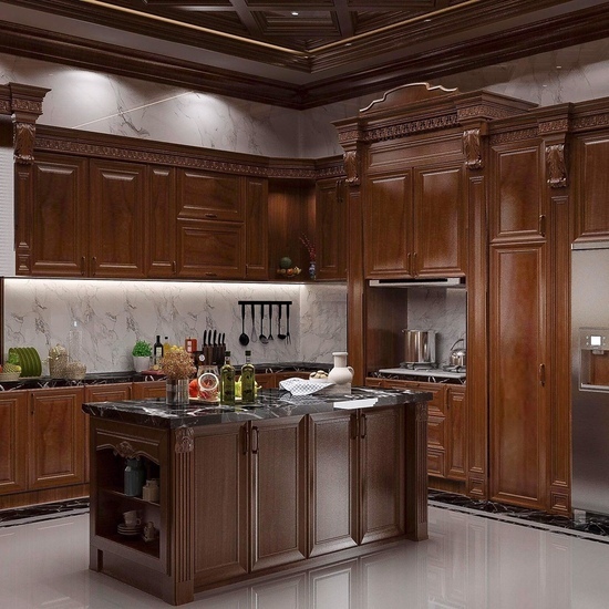 Mẫu Tủ Bếp Gỗ Tự Nhiên Hiện Đại AG 029