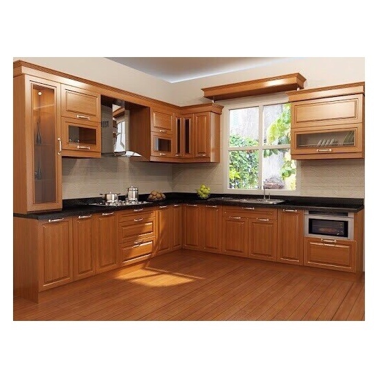 Mẫu Tủ Bếp Hiện Đại Gỗ Sồi Nga chữ L AG 007