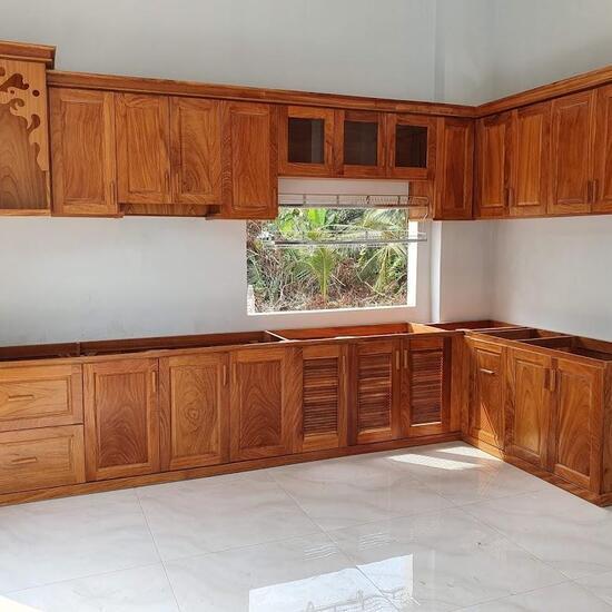 Mẫu Tủ Bếp Hiện Đại Gỗ Sồi Nga AG 010