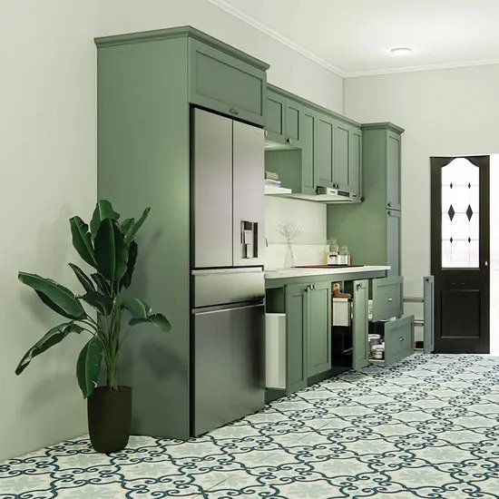 Mẫu tủ bếp gỗ tự nhiên hiện đại cho chung cư AG 038