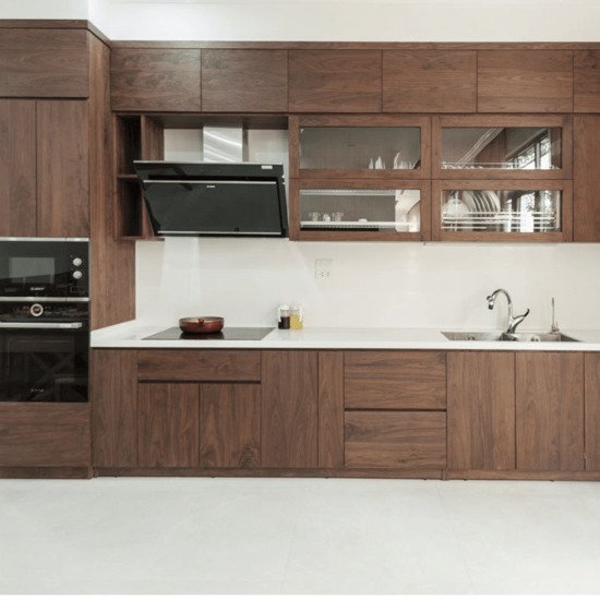 Mẫu Tủ Bếp Gỗ Óc Chó Hiện Đại AG 032