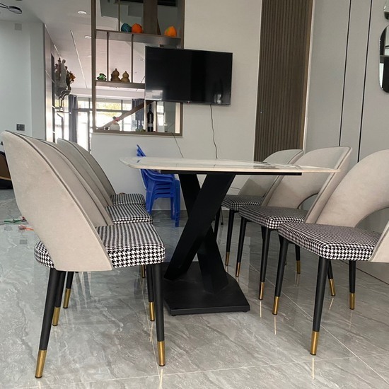 Bàn ăn mặt đá 6 ghế collins AG-10