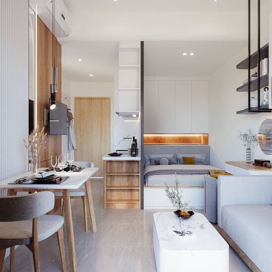 Nội thất căn hộ studio nhà bè