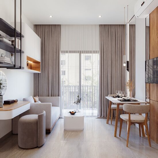 Nội thất căn hộ studio nhà bè