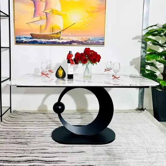 Bàn ăn mặt đá chân vầng trăng khuyết AG26