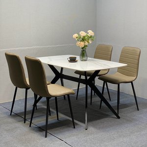 Bộ Bàn Ghế Ăn Chân Sắt Chữ H Mặt Đá 4 Ghế AG-106