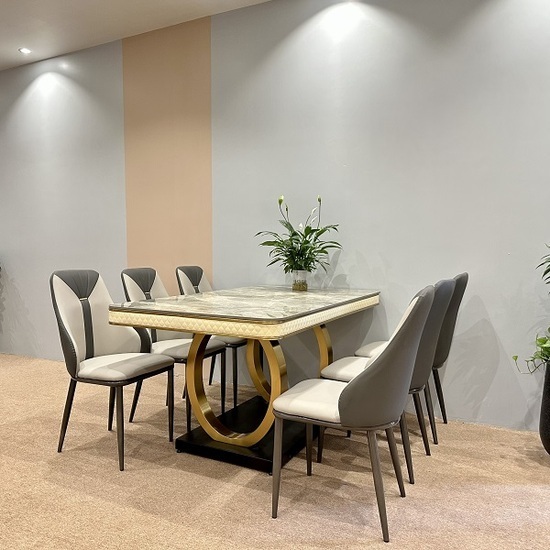 Bộ Bàn Ăn Mặt đá Luxury 6 Ghế Yatoro AG-118