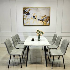 Bàn Ăn Mặt Đá 6 Ghế Caro AG-86