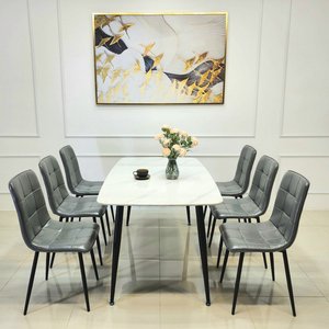 Bàn Ăn Mặt Đá 6 Ghế Caro AG-86