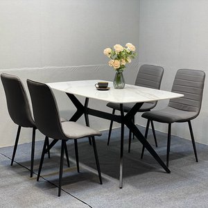 Bộ Bàn Ghế Ăn Chân Sắt Chữ H Mặt Đá 4 Ghế AG-106