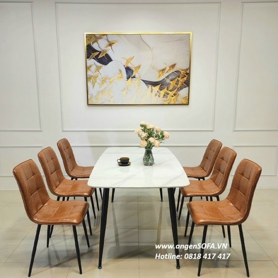 Bàn Ăn Mặt Đá 6 Ghế Caro AG-86