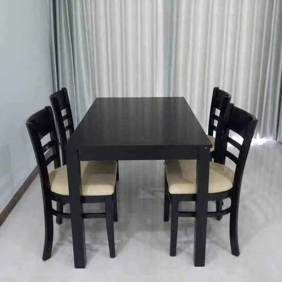 Bàn Ghế Ăn Cabin 4 Ghế Màu Đen AG-93