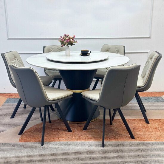 Bộ Bàn Ăn Tròn Xoay 2 Mặt Đá AG-111