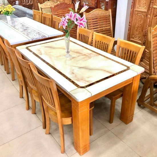 Bàn ăn mặt đá 6 ghế AG-103