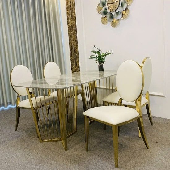 Bàn Ăn Mặt Đá Chân Inox Sang Trọng AG-88