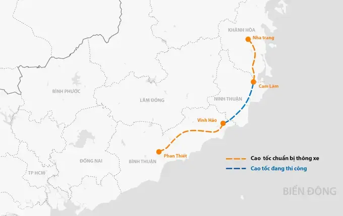 thông xe cao tốc nha trang - cam lâm và vĩnh hảo - phan thiết