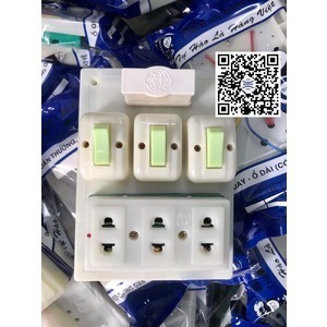 Táp lô Thái 5 ổ đa năng có lò xo chống giãn 3 công tắc (ổ có màng bảo vệ)