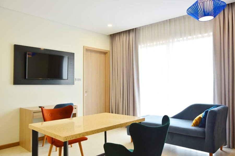 Cho thuê căn hộ 1 Phòng ngủ Đầy đủ nội thất - Khu căn hộ dịch vụ cách The Sun Avenue 2 phút đi bộ