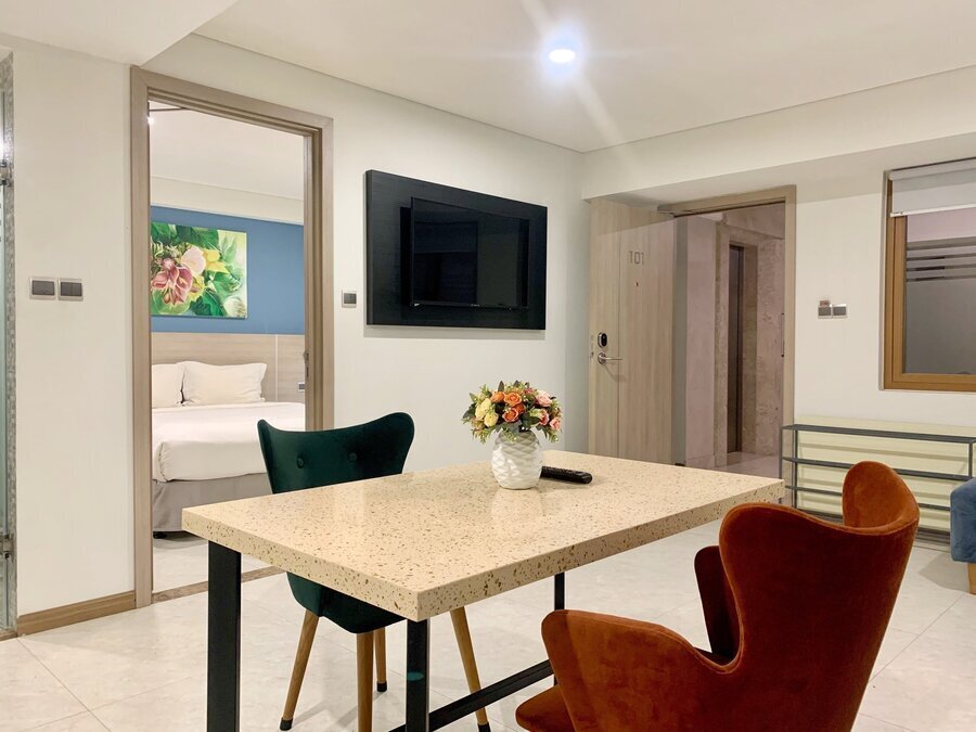 Cho thuê căn hộ 1 Phòng ngủ Đầy đủ nội thất - Khu căn hộ dịch vụ cách The Sun Avenue 2 phút đi bộ