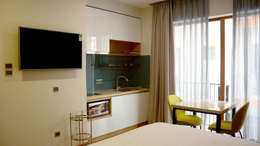 Cho thuê căn hộ Studio Đầy đủ nội thất - Khu căn hộ dịch vụ cách The Sun Avenue 2 phút đi bộ