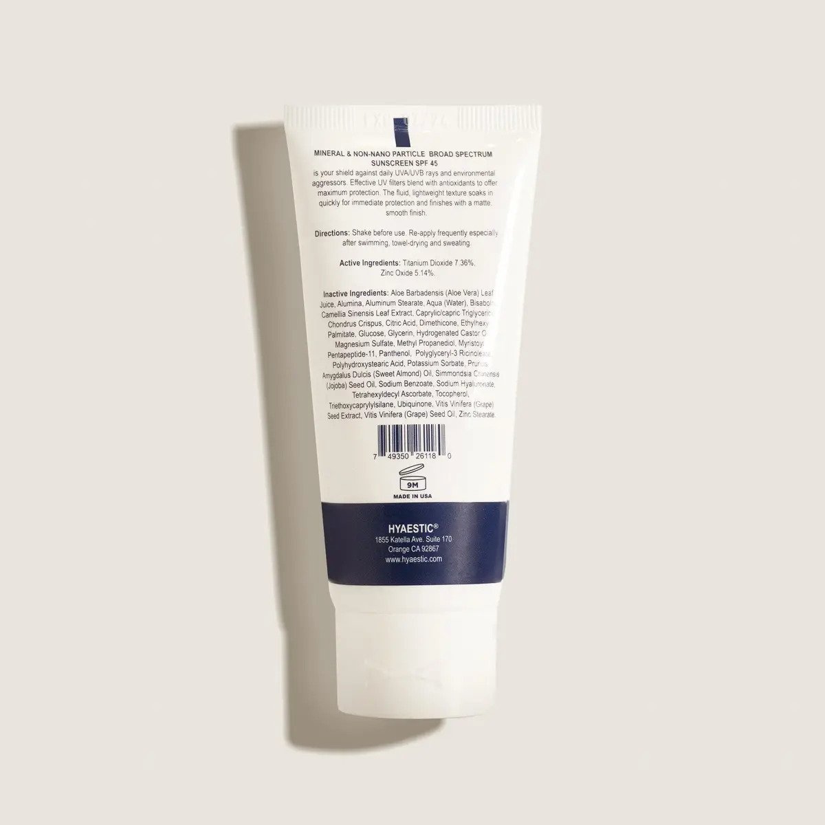 Kem chống nắng vật lý dưỡng ẩm tự nhiên HYAESTIC Mineral & Non-nano Particle Broad Spectrum Sunscreen SPF 45