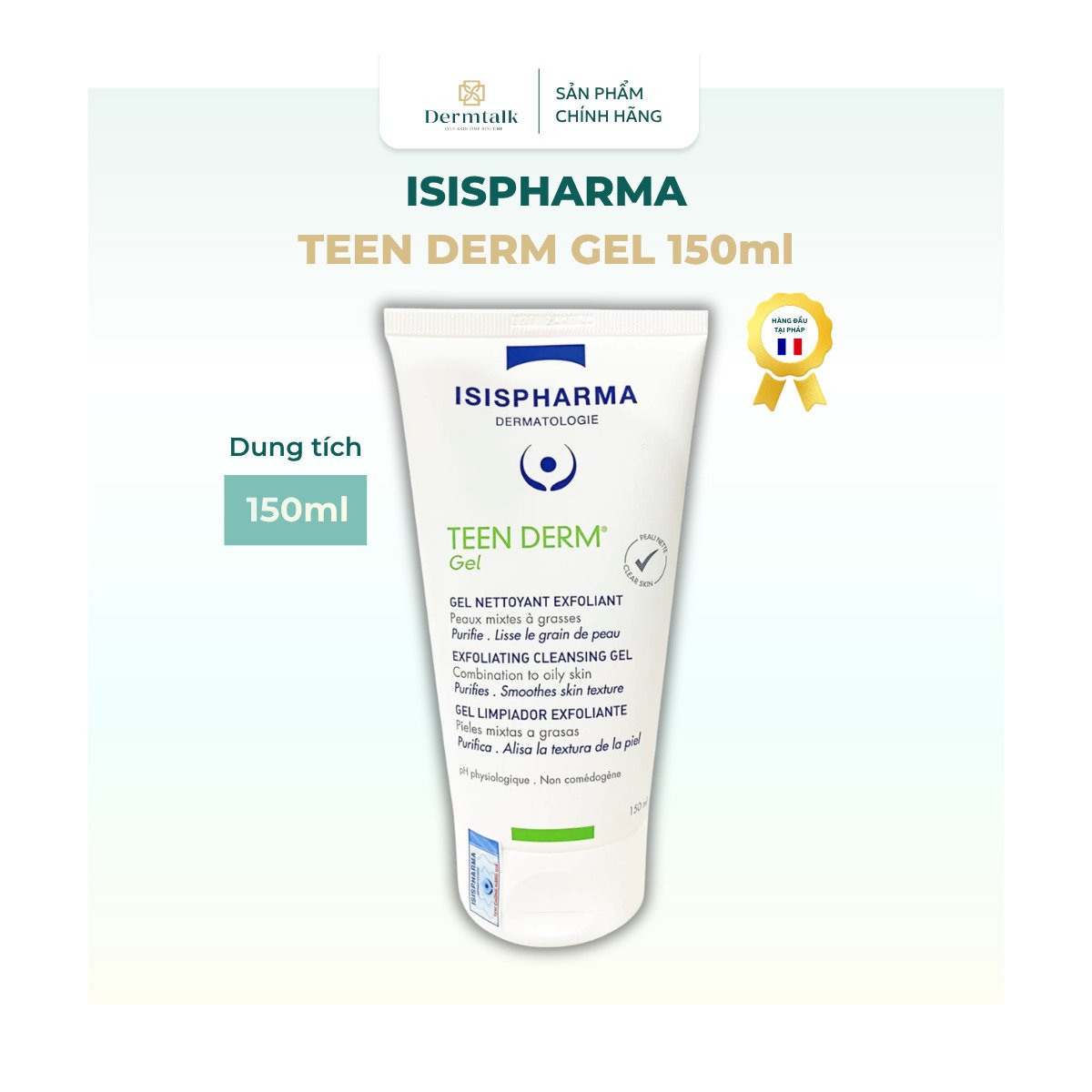 Gel rửa mặt giảm mụn cho da dầu Isispharma Teen Derm Gel 40ml/150ml | ISISPHARMA | Dermtalk Store