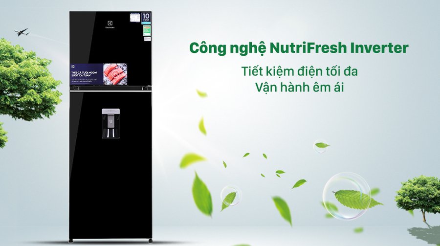 tủ lạnh electrolux inverter 312 lít etb3440k-h