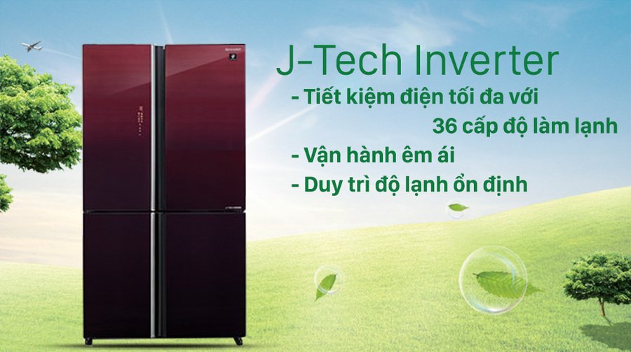 tủ lạnh sharp inverter 525 lít sj-fxp600vg-mr