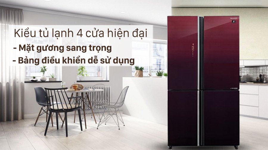tủ lạnh sharp inverter 525 lít sj-fxp600vg-mr