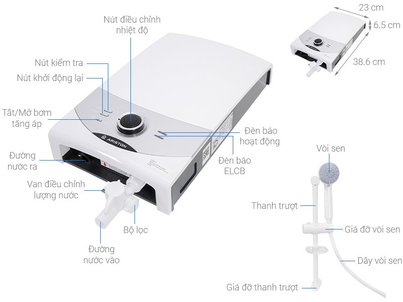 máy nước nóng ariston aures sm45pe sbs vn