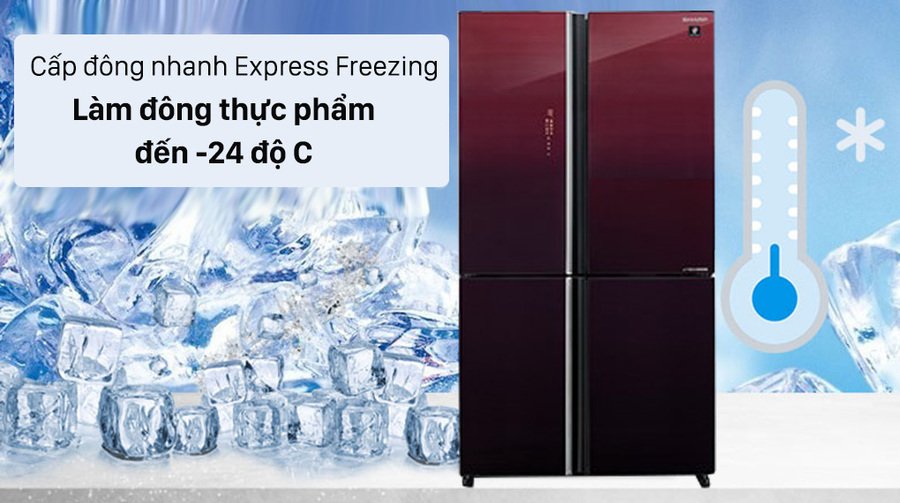 tủ lạnh sharp inverter 525 lít sj-fxp600vg-mr